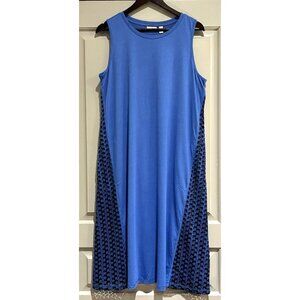 LOGO LORI GOLDSTEIN Dress Large Blue Sleeveless Resort Coastal Beach Vacation